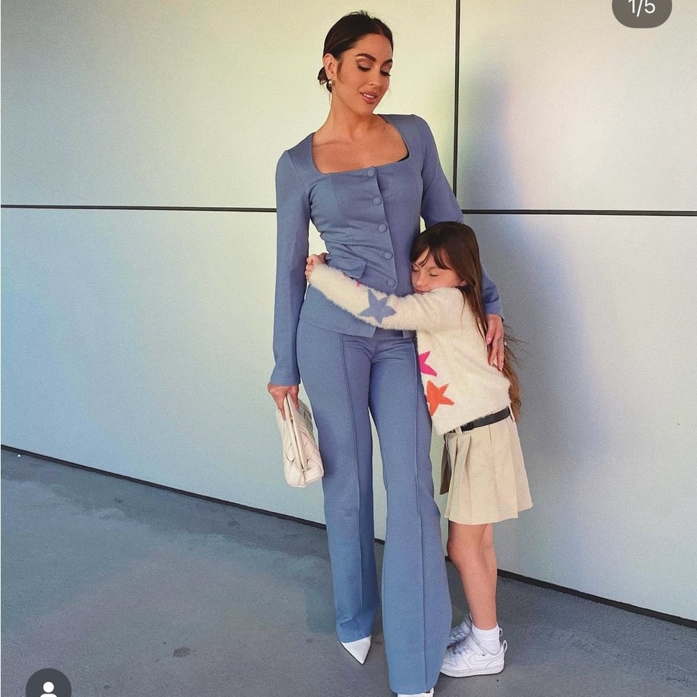 Fashion Nova Blue Button-Up Pantsuit